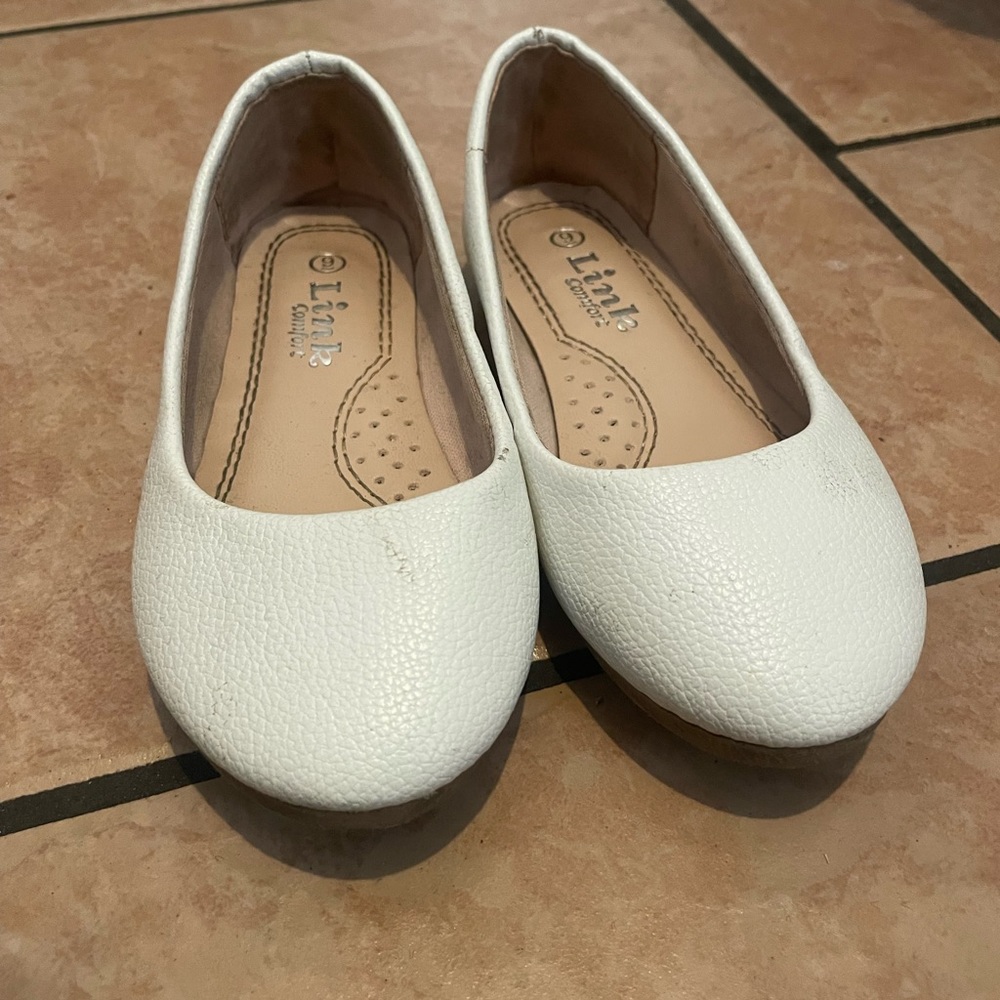 Toddler girls white dress flats